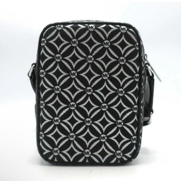 Michael Kors NWT Jet Set black and silver crossbody with guitar strap - Picture 10 of 13